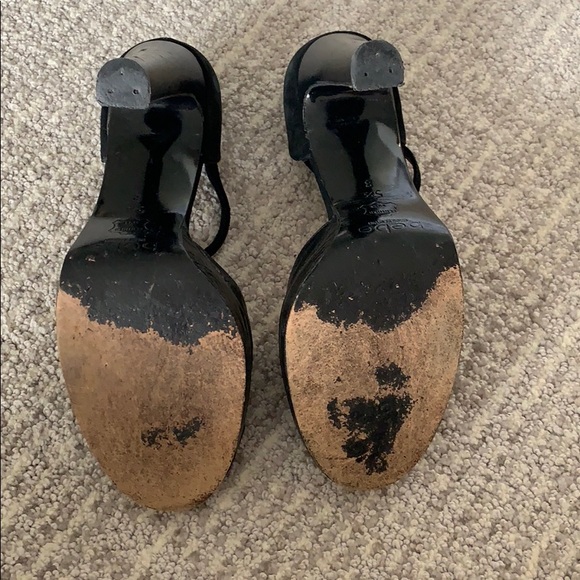 Classic 2000’s Millennium Black Ankle Strap Leather and Suede Heels - Picture 6 of 8